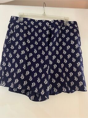 J. Crew Navy Floral Skort with White Motif